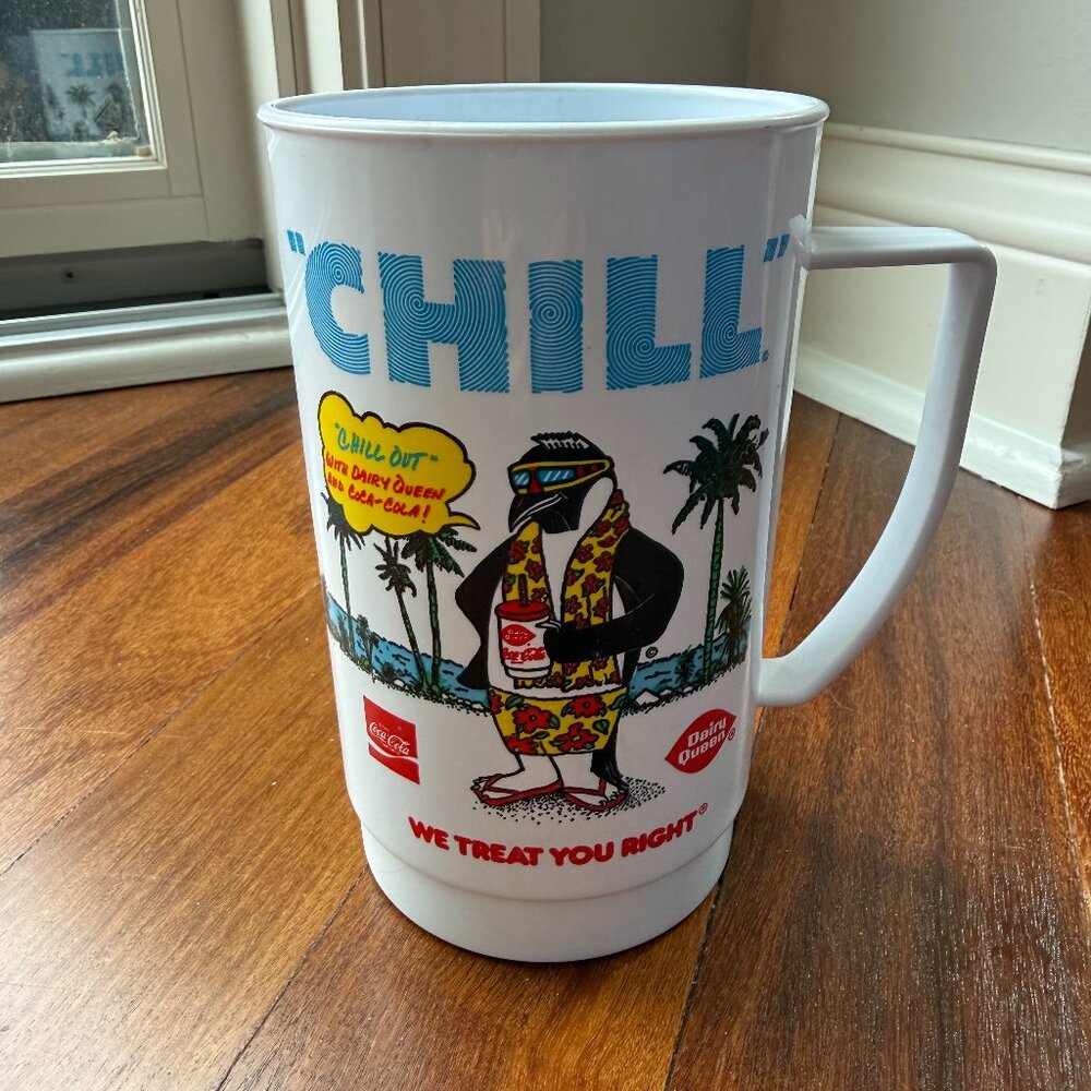 Vintage Dairy Queen Coca Cola "Chill" Penguin Plastic Mug